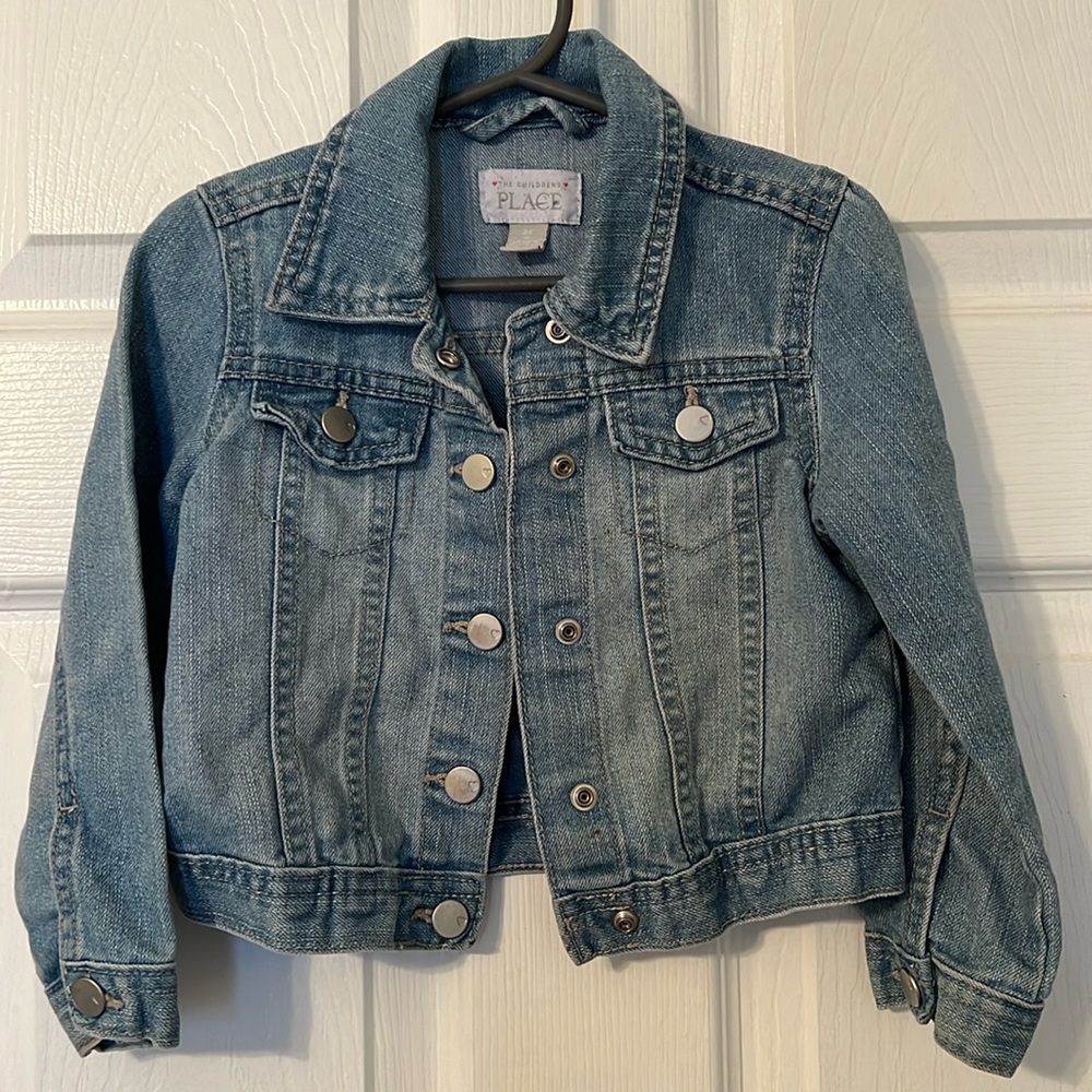 Toddler Girls 💙 Children’s Place Denim Blue Jean Button Down Jacket Size 3T
